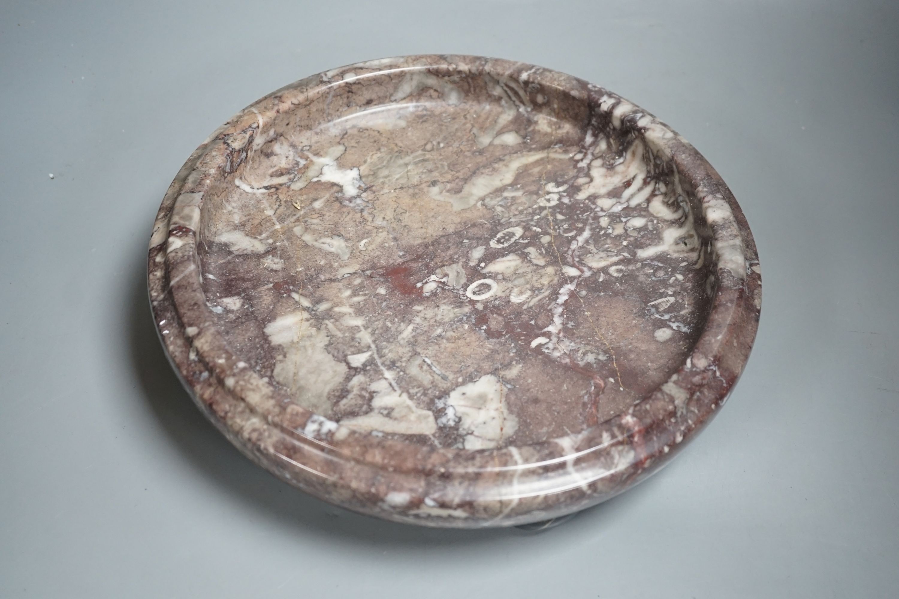 A 1930s marble footed dish, 30cm
